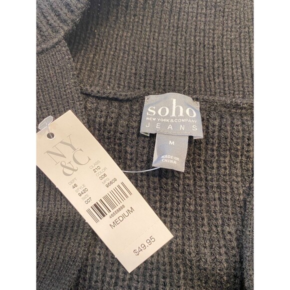 Soho New York + Co Cold Shoulder Balck Knit Sweater NWT MSRP$49.95 - Picture 6 of 7